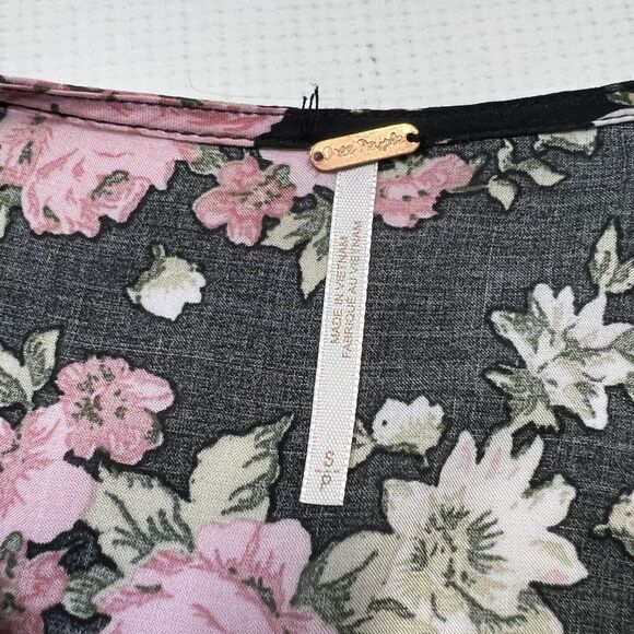 FREE PEOPLE Loretta Floral Printed Tunic Blouse with Frill Size Small Oversized - Picture 4 of 7